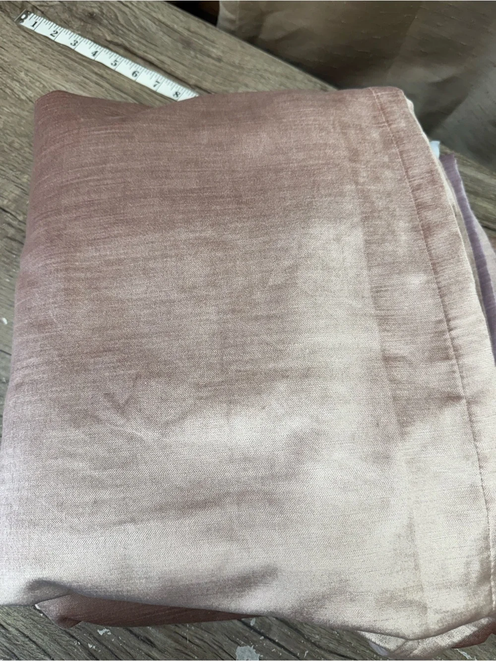 West elm dusty pink worn velvet curtain size 48 x 84
